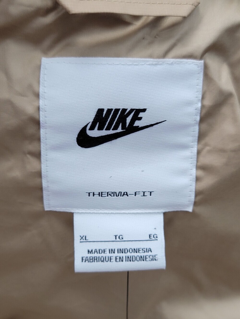 Nike Sportswear Club Men's Size XL Therma-FIT Down Puffer Vest Beige/White New - Picture 3 of 11